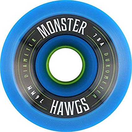 Hawgs Monster Blue Longboard Wheels - 76mm 78a (Set of 4)