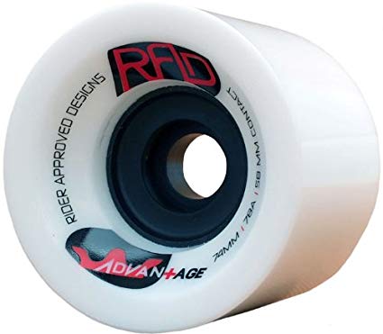 RAD Rider Approved Designs Advantage 74mm 78a White Longboard Skateboard Wheels Set of 4