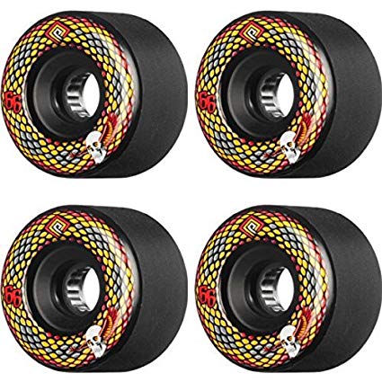 Powell Peralta Snakes Black / Yellow / Red / White Longboard Skateboard Wheels - 66mm 75a (Set of 4)