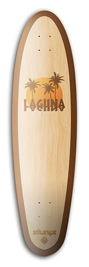 ztuntz skateboards Sidewalk Rider Laguna Long Skateboard Deck, 9.65 x 37-Inch, Natural/Brown/Orange