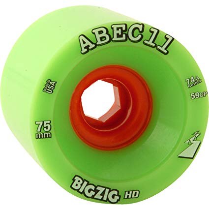 ABEC 11 BigZig HD Lime / Orange Skateboard Wheels - 75mm 74a (Set of 4)