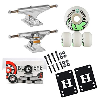 Independent Silver 149mm Truck Package Skateboard Spitfire Wheels 53mm Abec 7 Bearings