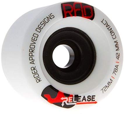 RAD Rider Approved Designs Release 72mm 78a White Longboard Skateboard Wheels Set of 4