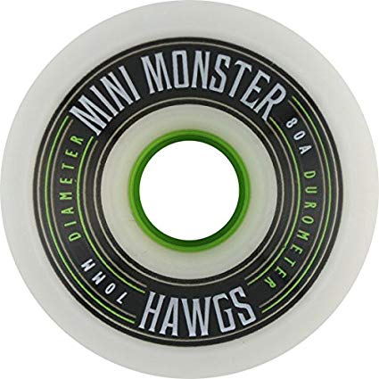 Hawgs Wheels Mini Monster White Skateboard Wheels - 70mm 80a (Set of 4)