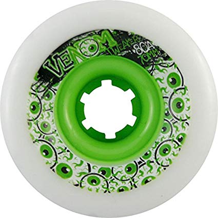 Venom Tweakers White / Green Longboard Skateboard Wheels - 70mm 80a (Set of 4)