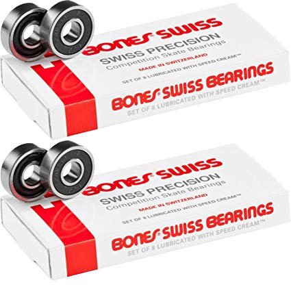 BONES SWISS BEARINGS 16PCS (2 8 PACKS) For Skateboard, Longboard, Hockey, Inline
