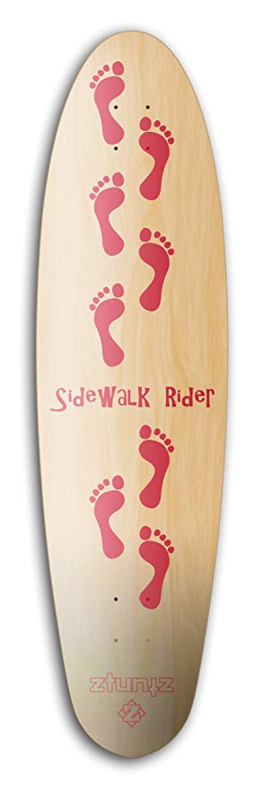 ZtuntZ Skateboards Sidewalk Rider 8 Steps Long Skateboard Deck, 9.65 x 37-Inch, Red/Natural