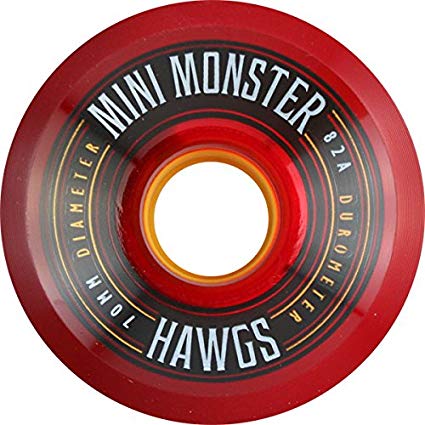 Hawgs Mini Monster 82a 70mm Red Skateboard Wheels (Set Of 4)